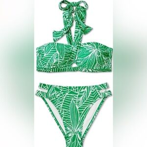 Tabitha Brown Green Leaf Print Bikini Set